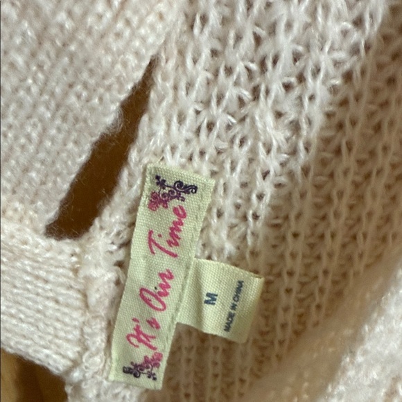 It's Our Time Cream V-Neck Sweater with Crisscross Back - Picture 2 of 7